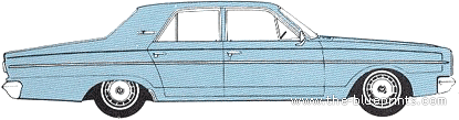 Dodge Dart 200 4-Door Sedan (1966) - Додж - чертежи, габариты, рисунки автомобиля