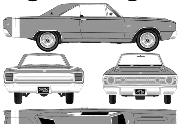 Dodge Dart GTS Hardtop Hemi (1968) - Dodge - drawings, dimensions, pictures of the car