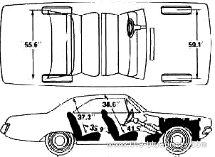 Dodge Dart Swinger (1973) - Додж - чертежи, габариты, рисунки автомобиля