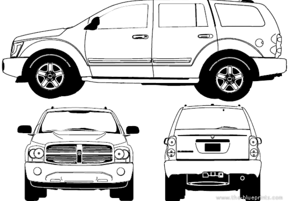 Dodge Durango (2007) - Додж - чертежи, габариты, рисунки автомобиля