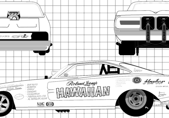 Dodge Hawaiian Charger NHRA - Додж - чертежи, габариты, рисунки автомобиля