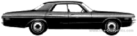 Dodge Monaco 4-Door Sedan (1972) - Додж - чертежи, габариты, рисунки автомобиля