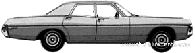Dodge Polara Custom 4-Door Sedan (1971) - Додж - чертежи, габариты, рисунки автомобиля