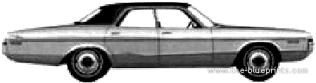 Dodge Polara Custom 4-Door Sedan (1972) - Додж - чертежи, габариты, рисунки автомобиля
