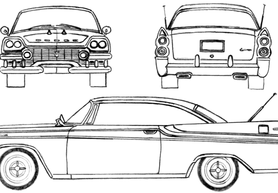 Dodge Regal Lancer 2-Door Hardtop (1958) - Додж - чертежи, габариты, рисунки автомобиля