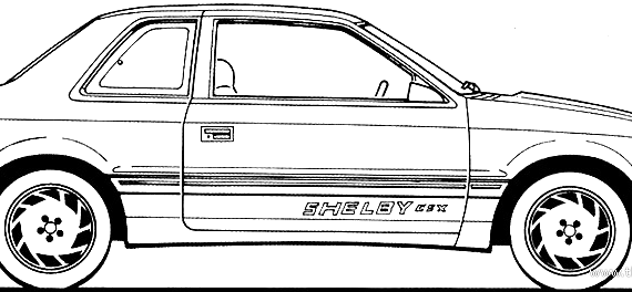 Dodge Shelby CSX (1989) - Додж - чертежи, габариты, рисунки автомобиля