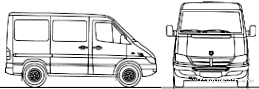 Dodge Sprinter SWB (2007) - Додж - чертежи, габариты, рисунки автомобиля