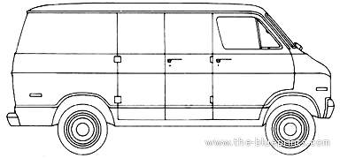 Dodge Tradesman B100 Van (1976) - Додж - чертежи, габариты, рисунки автомобиля