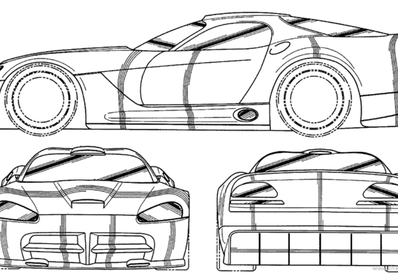 Dodge Viper GTS-R (2003) - Додж - чертежи, габариты, рисунки автомобиля