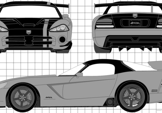 Dodge Viper SRT10 ACR - Додж - чертежи, габариты, рисунки автомобиля
