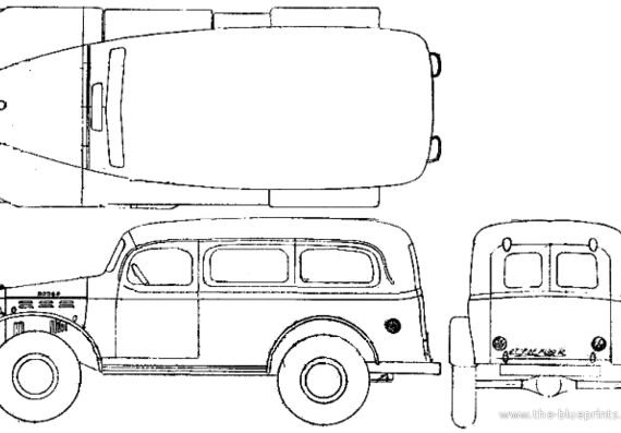 Dodge WC-53 Carryall - Додж - чертежи, габариты, рисунки автомобиля