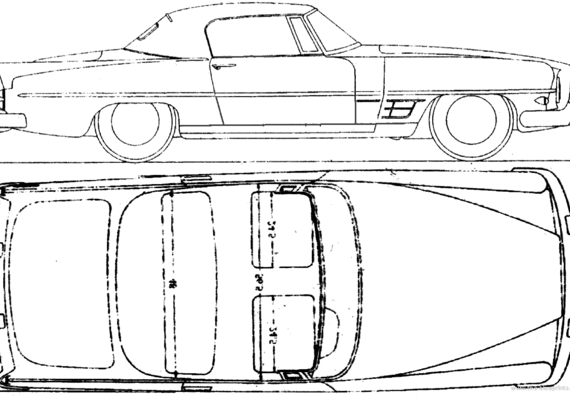 Dual Ghia Convertible (1957) - Разные автомобили - чертежи, габариты, рисунки автомобиля