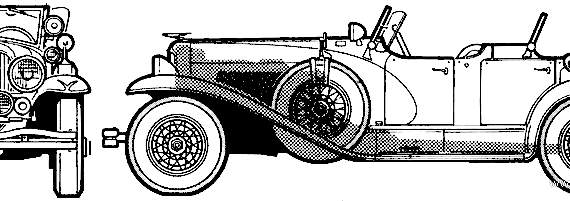 Duesenberg J-101 Dual Cowl Phaeton (1929) - Duesenberg - drawings, dimensions, pictures of the car