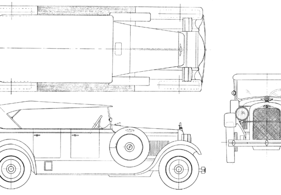 Duesenberg Model A (1926) - Дюзенберг - чертежи, габариты, рисунки автомобиля