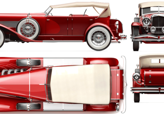 Duesenberg SJ Dual Cowl Phaeton (1937) - Different cars - drawings, dimensions, pictures of the car