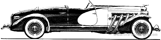 Duesenberg SJ High-tail Speedster (1932) - Дюзенберг - чертежи, габариты, рисунки автомобиля