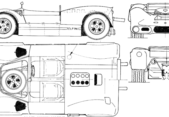 Elfin-Trasco Oldsmobile (1967) - Разные автомобили - чертежи, габариты, рисунки автомобиля