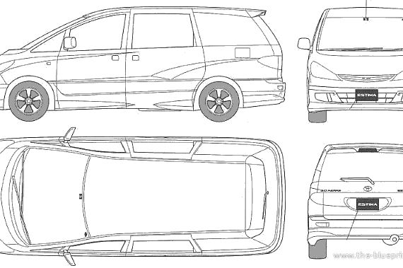 Estima 30 Aeras - Тойота - чертежи, габариты, рисунки автомобиля