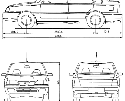 FSO Polonez Atu Plus - Форд - чертежи, габариты, рисунки автомобиля