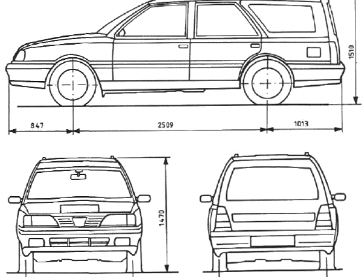 FSO Polonez Kombi - Форд - чертежи, габариты, рисунки автомобиля