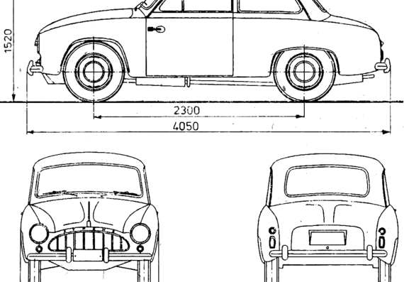 FSO Syrena - Форд - чертежи, габариты, рисунки автомобиля