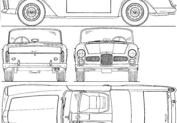 Facel Vega Facellia (1959) - Разные автомобили - чертежи, габариты, рисунки автомобиля
