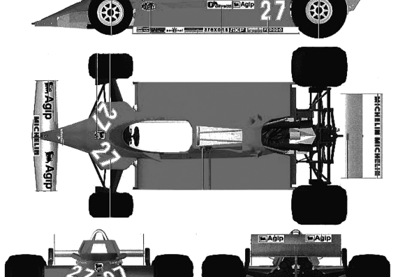Ferrari 126CK Monaco GP - Феррари - чертежи, габариты, рисунки автомобиля