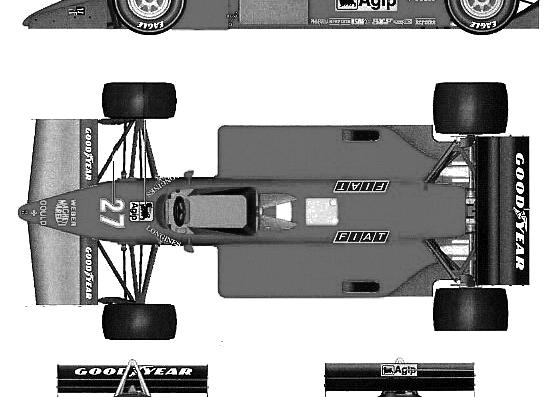 Ferrari 156 F1 GP (1985) - Феррари - чертежи, габариты, рисунки автомобиля