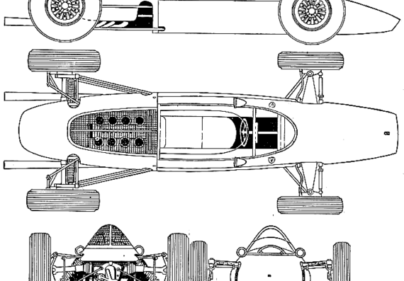 Ferrari 158 F1 GP V8 (1964) - Феррари - чертежи, габариты, рисунки автомобиля