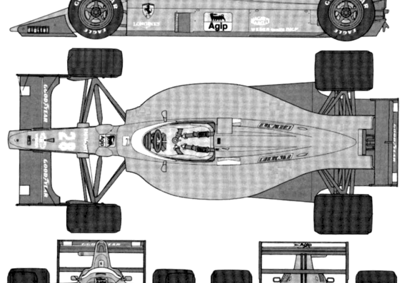 Ferrari 189 F1 (1989) - Феррари - чертежи, габариты, рисунки автомобиля