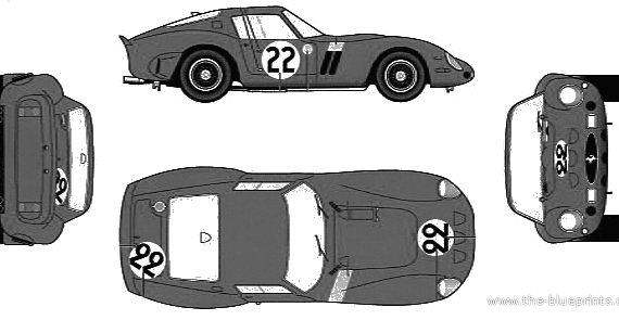 Ferrari 250GTO Ver.E (1962) - Феррари - чертежи, габариты, рисунки автомобиля