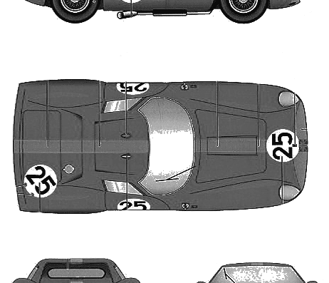 Ferrari 250GTO no.25 (1964) - Феррари - чертежи, габариты, рисунки автомобиля