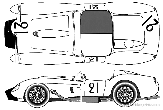 Ferrari 250TR Le Mans B Type (No.17 No.21) (1958) - Феррари - чертежи, габариты, рисунки автомобиля