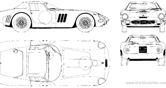 Ferrari 250 GTO (1965) - Феррари - чертежи, габариты, рисунки автомобиля