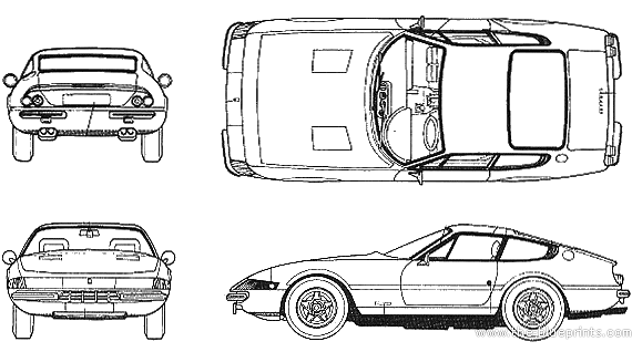 Ferrari 265 GTB4 - Феррари - чертежи, габариты, рисунки автомобиля