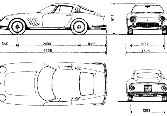 Ferrari 275 GTB (1965) - Феррари - чертежи, габариты, рисунки автомобиля
