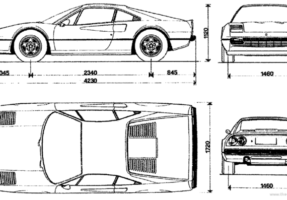Ferrari 308 QV - Феррари - чертежи, габариты, рисунки автомобиля