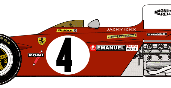 Ferrari 312B2 Formula One Grand Prix car (1971) - Феррари - чертежи, габариты, рисунки автомобиля