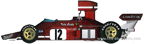 Ferrari 312B3 F1 GP (1974) - Феррари - чертежи, габариты, рисунки автомобиля