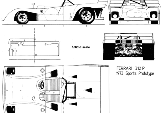 Ferrari 312 P - Феррари - чертежи, габариты, рисунки автомобиля