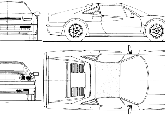 Ferrari 328GTS (1985) - Феррари - чертежи, габариты, рисунки автомобиля