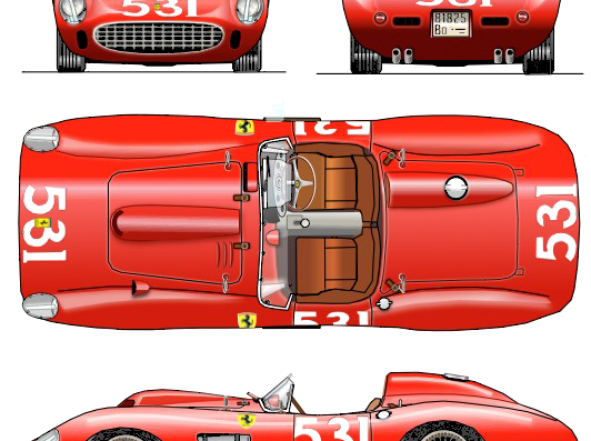 Ferrari 335 S Scaglietti Spyder Mille Miglia (1957) - Ferrari - drawings, dimensions, pictures of the car