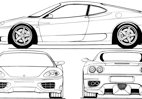 Ferrari 360 Modena (2000) - Феррари - чертежи, габариты, рисунки автомобиля