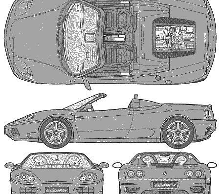 Ferrari 360 Spider - Феррари - чертежи, габариты, рисунки автомобиля