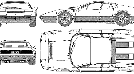 Ferrari 365 GT4 BB - Феррари - чертежи, габариты, рисунки автомобиля