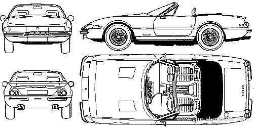 Ferrari 365 GTB-4 Daytona Spyder (1971) - Феррари - чертежи, габариты, рисунки автомобиля