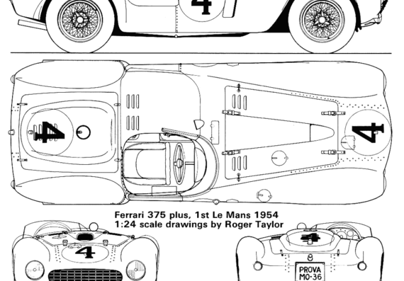Ferrari 375 - Феррари - чертежи, габариты, рисунки автомобиля