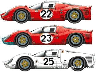 Ferrari 412P Le Mans (1967) - Феррари - чертежи, габариты, рисунки автомобиля
