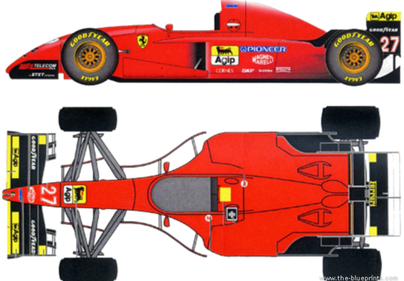 Ferrari 412T2 F1 GP (1995) - Феррари - чертежи, габариты, рисунки автомобиля