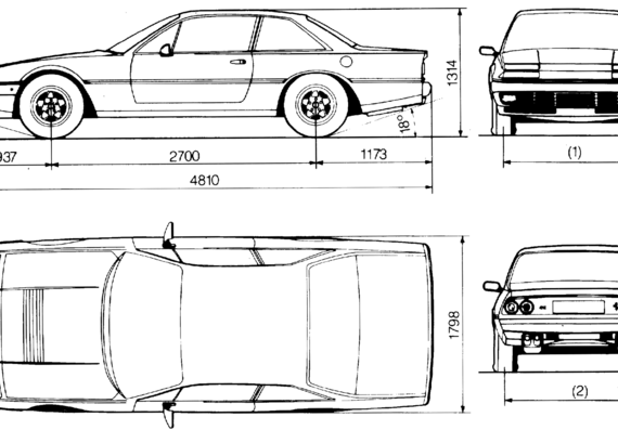 Ferrari 412 (1985) - Феррари - чертежи, габариты, рисунки автомобиля